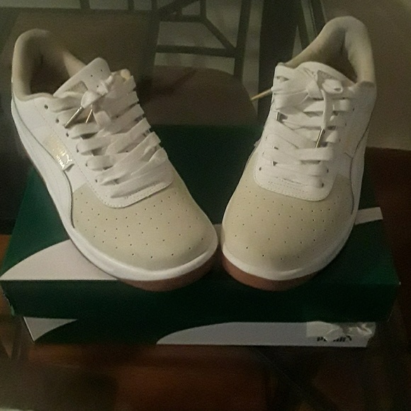 Whisper White & White'Gold Puma Sneakers - Picture 1 of 3
